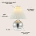 thumbnail image 4 of JONATHAN Y Louisa 22.5" Mid-Century Modern Round Glass/Iron Pleated Shade LED Table Lamp, Smoke Gradient/Chrome, JYL1139A, 4 of 7