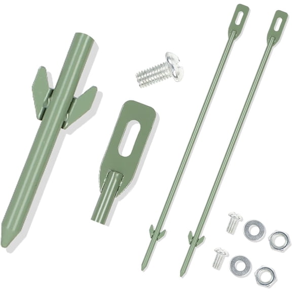 ‌2 Pcs 16.5" Heavy Duty Metal Sign Stakes - 0.31" Thick Ground Mount for Lawn/Path Signs (Green) with Hardware Included‌‌