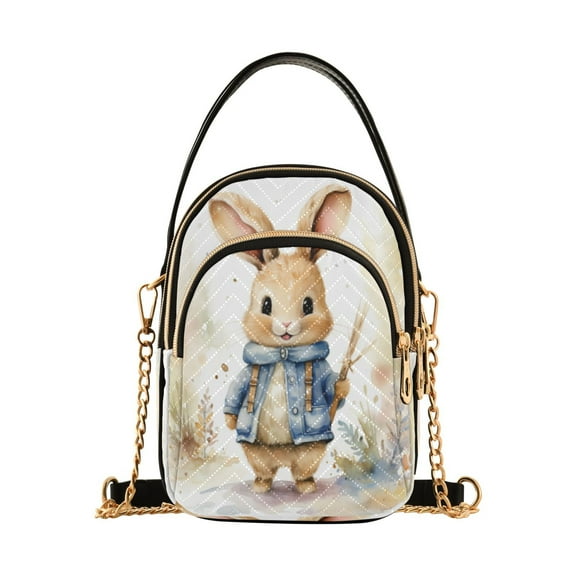 ALAZA Chain Crossbody Bags for Women Cute Rabbit Shoulder Handbag Phone Purse