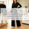 thumbnail image 3 of Kyntgho Women's Cotton 2 Piece Lounge Set, Long Sleeve Crew Neck Crop Top and Cropped Wide Leg Pants, Casual Matching Outfit, 3 of 6