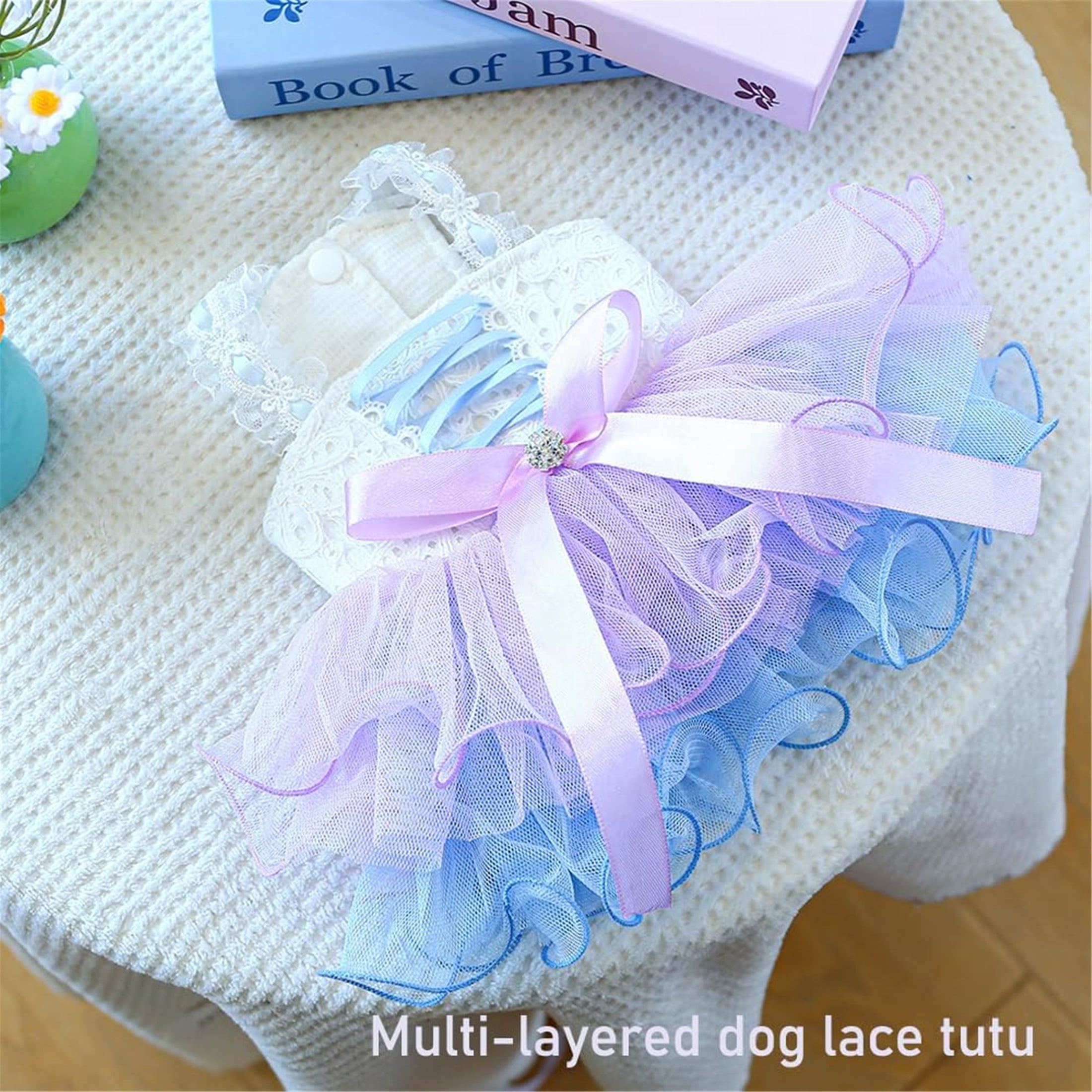 HQREA Small Dog Dress with Bow Knot Girl Puppy Princess Tutu Skirt Holiday Cat Outfit Summer Clothes for Chihuahua Yorkie