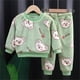 thumbnail image 2 of Gibobby Conjunto para bebé y niño Traje de franela para niños, ropa de casa para niños, traje de pantalones de manga larga cálidos con animados para niñas(Verde,3-4 Años), 2 of 3