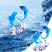 Piwvid Oceanic Glass Art Double Layer Figurines, Handmade Miniature Sea Creature Sculptures for Home, Office Decor, Birthday Gift for Collectors, All Ages