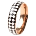 thumbnail image 1 of kurtrusly Checkerboard Pattern Ring Stylish Female Jewelry Simple Colors Geometric Fingers Rings Fashion Accessory Festival Gift Rose gold Size 8, 1 of 9