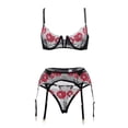 thumbnail image 2 of Gibobby Conjunto de lencería Sexy para Mujer Ropa Interior de Encaje Interior con Cuello V Ropa de Dormir(Negro, CH), 2 of 5