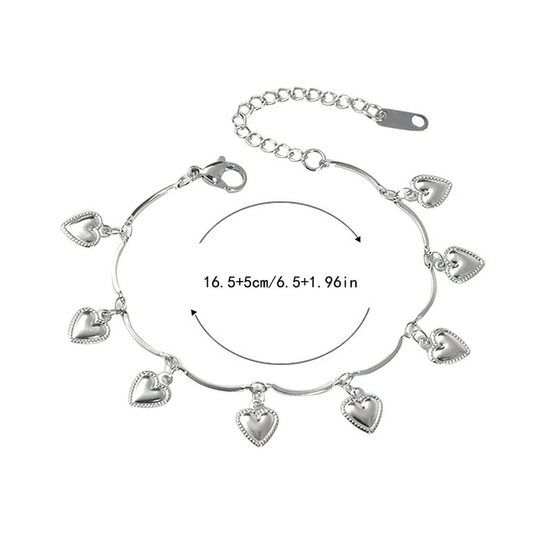 Friendship Bracelets Heart Shape Stainless Steel Metal Bracelet Charm Wrist  Bangle Girls Accessories Holiday Gifts Bracelets for Women 