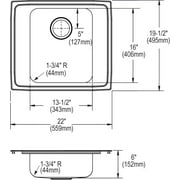 Elkay Drkad222060 Lustertone 22" Drop In Single Basin Stainless Steel Utility Sink - 2
