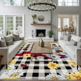 thumbnail image 4 of 5x7 Area Rugs for Living Room, Gnomes Daisy Non Slip Area Rugs for Kitchen Bedroom Entryway, Retro Farmhouse Floral Black Buffalo Plaid Washable Carpet Runner Rug Floor Mats for Bedroom Home Decor, 4 of 9