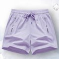 thumbnail image 2 of Bloomae Women's Hiking Cargo Shorts Casual Drawstring Elastic Waist Quick Dry Lightweight Athletic Outdoor Shorts for Workout with Zipper Pockets Purple XXXL, 2 of 9