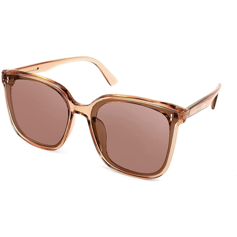 Oversized Square Polarized Sunglasses Retro Classic Simple Frame Amazon.com: FEISEDY Oversized Vintage Shiny Square Polarized  main image 2