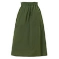 thumbnail image 1 of Falda de algodón de cintura elástica vintage campesina Allegra K verde ejercito S, 1 of 5