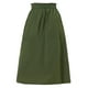 thumbnail image 1 of Falda de algodón de cintura elástica vintage campesina Allegra K ejercito verde M, 1 of 5