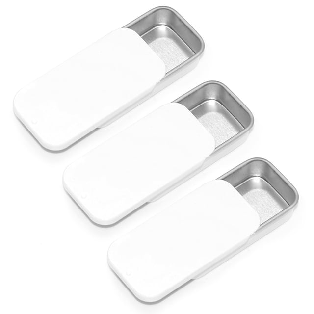 SKYPIA Latas de bálsamo labial Contenedores de lata con tapa deslizante para kit de almacenamiento de manualidades de bálsamo labial - Paquete de 3 de 0.25 oz (BLANCO)