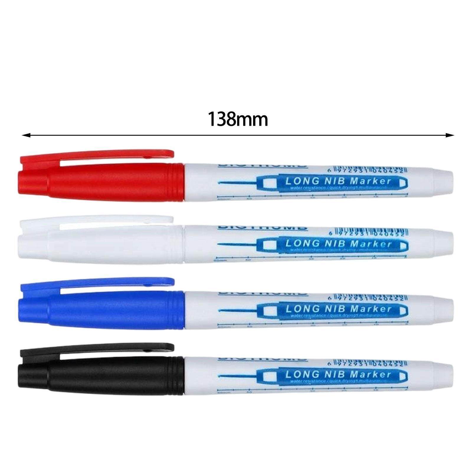 thinsony 4x Deep Hole Marker Pens Lightweight 30mm Long Tip Markers for Furnishing