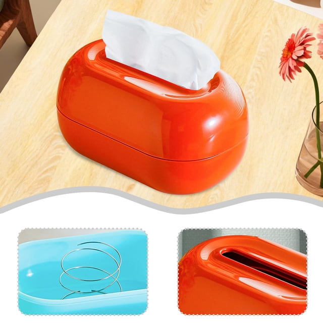 Caja de pañuelos de papel, soporte para pañuelos de escritorio para decoración del hogar, servilletero rectangular fácil de llenar para mesita de Rojo