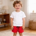 thumbnail image 2 of KPOPLK Toddler Boy Shorts Kids Cotton Shorts Casual Elastic Waist with Drawstring Clothes for Summer 1-12Years Size 5-6 Years,Red, 2 of 5