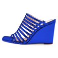 thumbnail image 5 of YDN Women Fashion Cutout Square Open Toe Mules Slip On Wedge High Heel Sandals Outdoor Dressy Office Casual Slipper Shoes Size 12 Blue, 5 of 5