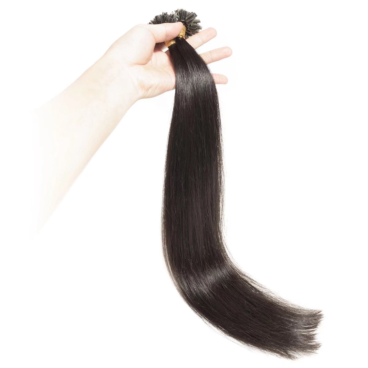 MY-LADY 100S Nail U Tip Fusion 100% Remy Human Hair Extensions Keratin Pre Bonded Hairpiece Straight 0.5g/s, #1B Natural Black, 22inch