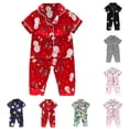 thumbnail image 4 of TAIAOJING Kids Baby Boy Girl Summer Clothes Toddler Winter Short Sleeve Cartoon Prints Tops Pants 2PCS Outfits Set Causal Clothes Set L, 4 of 4