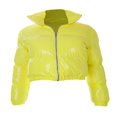 thumbnail image 4 of Women Quilted Puffer Jackets Long Sleeve Stand Collar Metallic Cropped Down Jackets Black S, 4 of 7