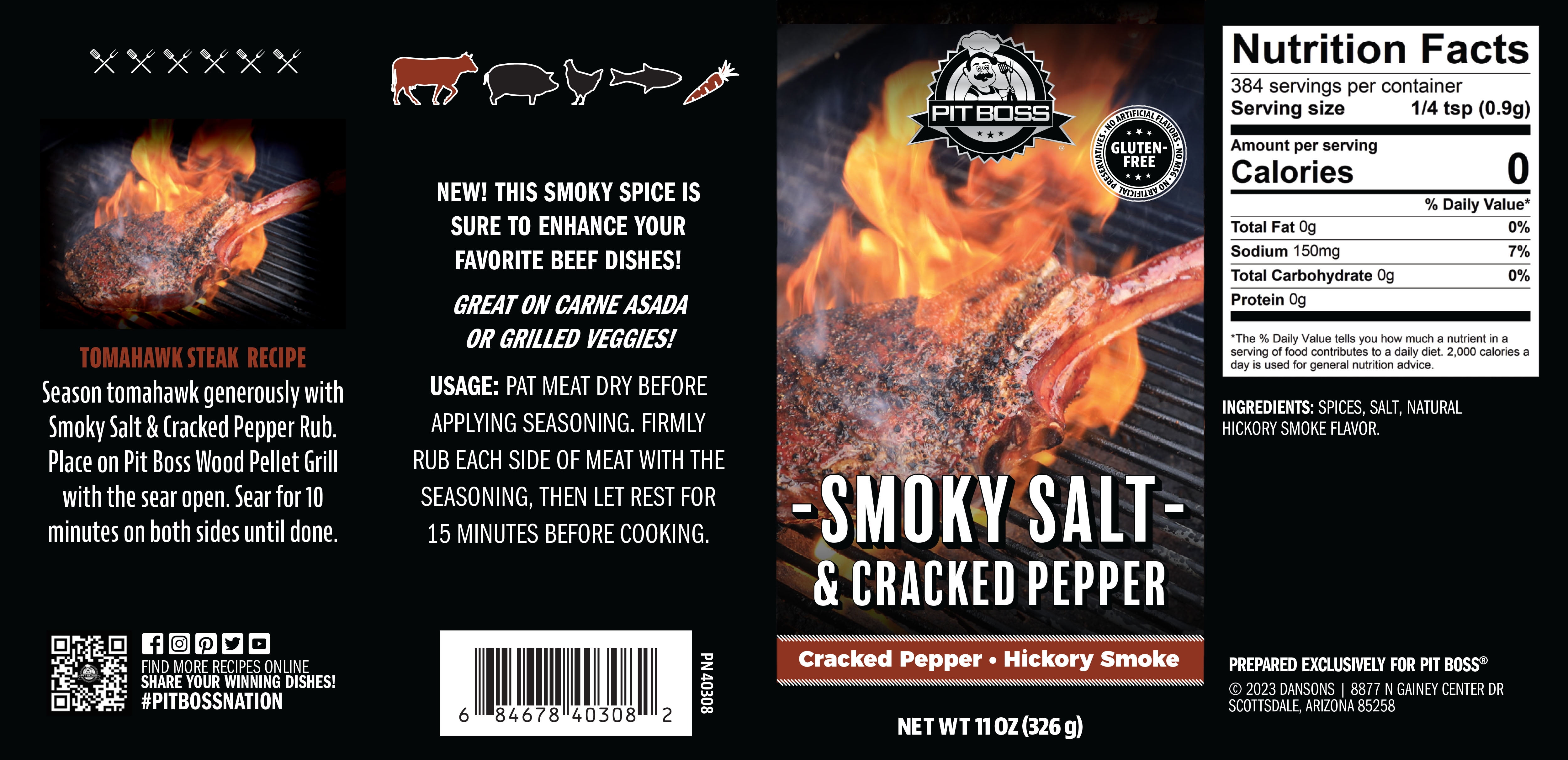 Pit Boss Smoky Salt & Cracked Pepper Spice/Seasoning - 11 Ounces
