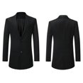 thumbnail image 4 of Men's Mid Long Blazer Trench Coat Lapel Two-button Business Casual Single Breasted Long Sleeve Suit Jacket Coats, 4 of 4