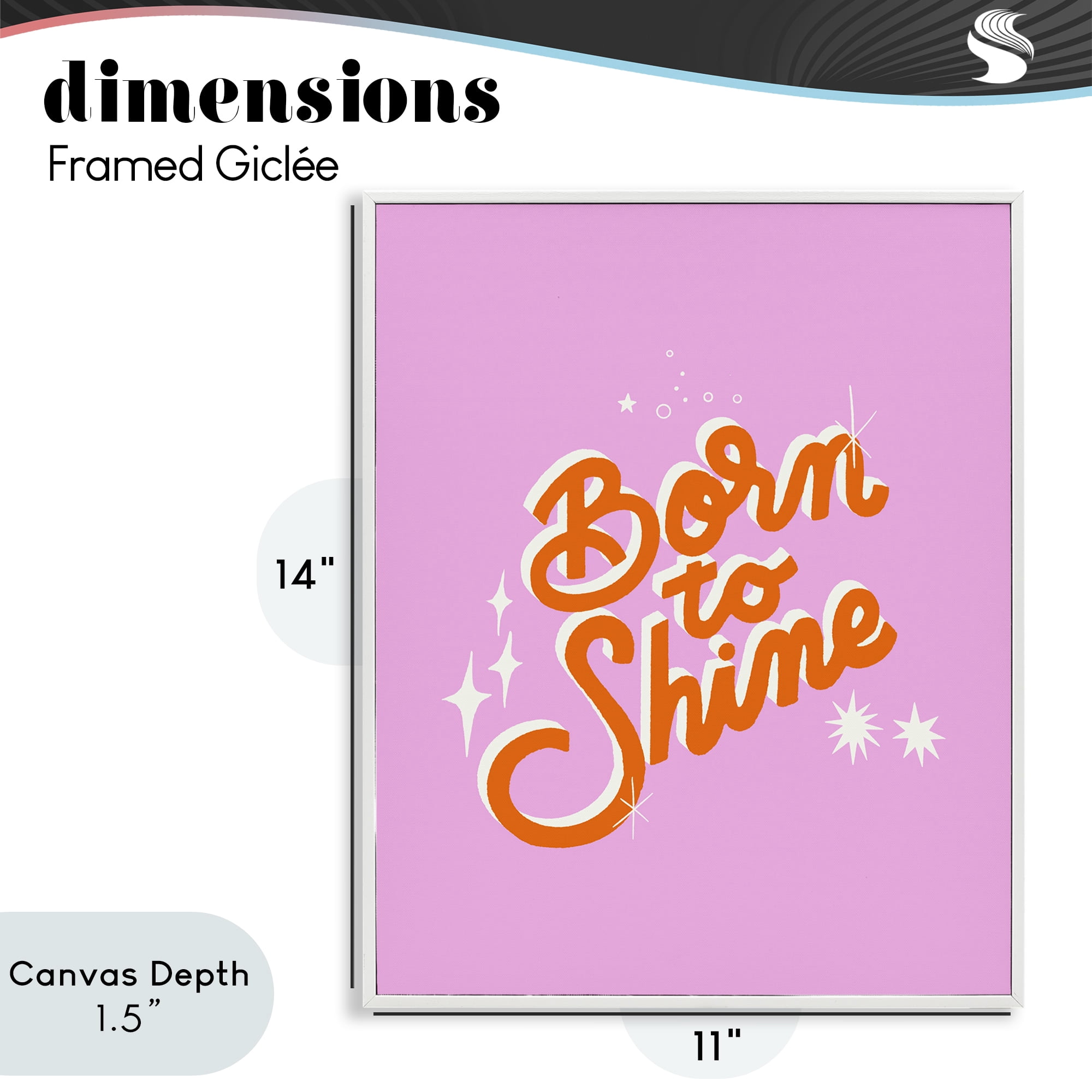 Stupell Industries Born To Shine on Pink White Framed Giclee Art, design by Indira Prieto | IndySign