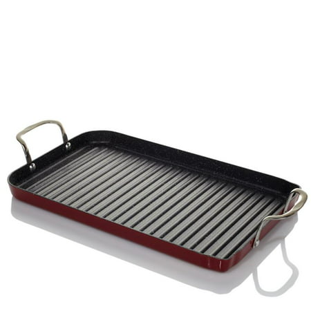 Curtis Stone DuraPan Nonstick Double-Burner Grill Pan with 10 Recipe Cards -