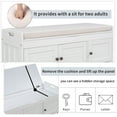 thumbnail image 5 of Wood Storage Bench with 3 Shutter-Shaped Doors, Shoe Bench with 2 Size Storage Space and with Removable Cushion and Hidden Storage Space, Home Collection Furniture for Living Room, White, 5 of 9