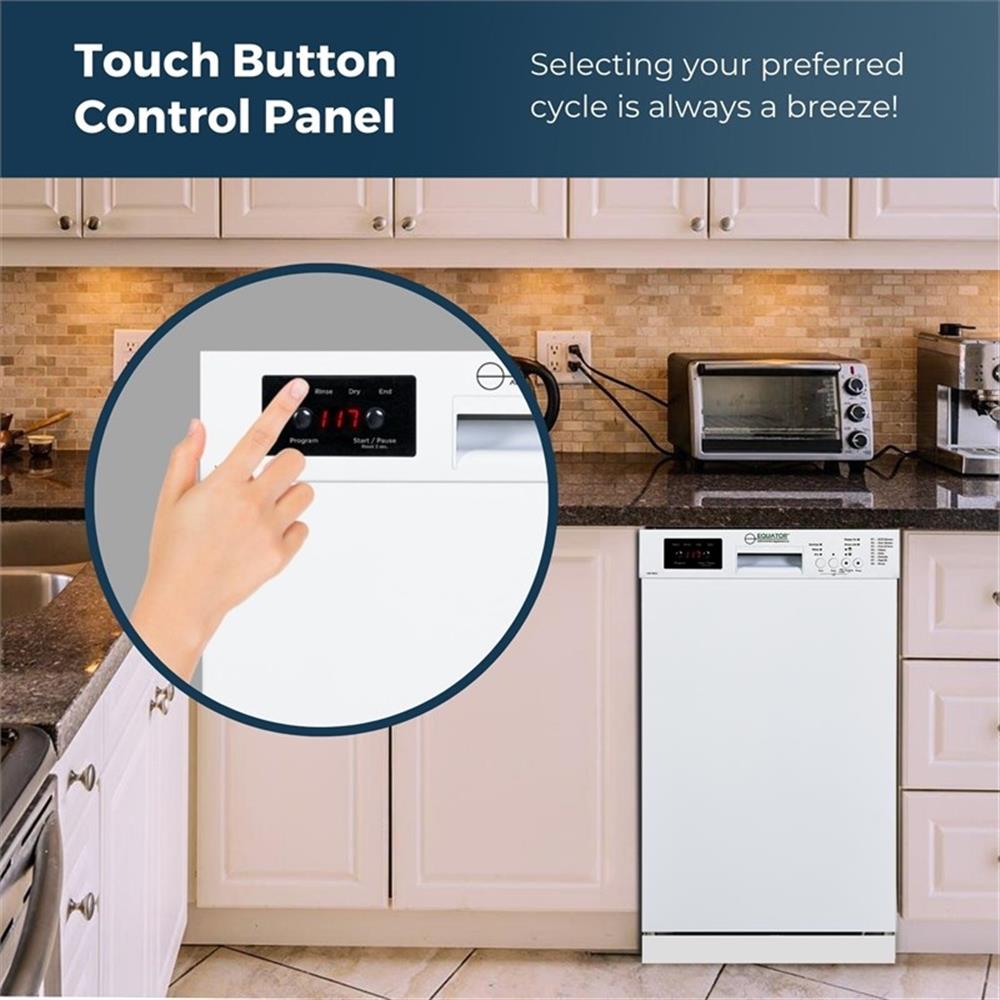 Pemberly Row 18" Built-in Dishwasher 10 Place 8 Wash 1/2Load Sensor Wash 110V