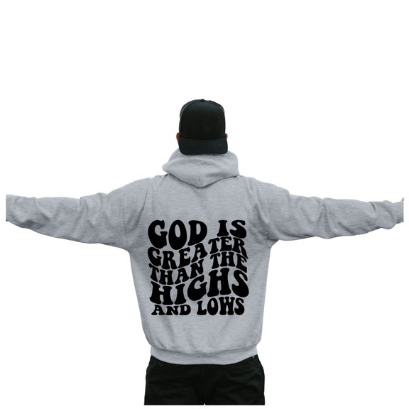 PMVFHDE Men's Solid Color Letter Print Long Sleeve Casual Hooded Sweatshirt Pullover for Everyday Light Gray,XXL