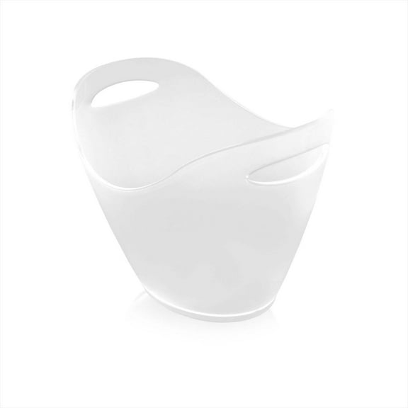Premium 13.75" x 13.75" x h:10" Oval White Polycarbonate Ice Bucket