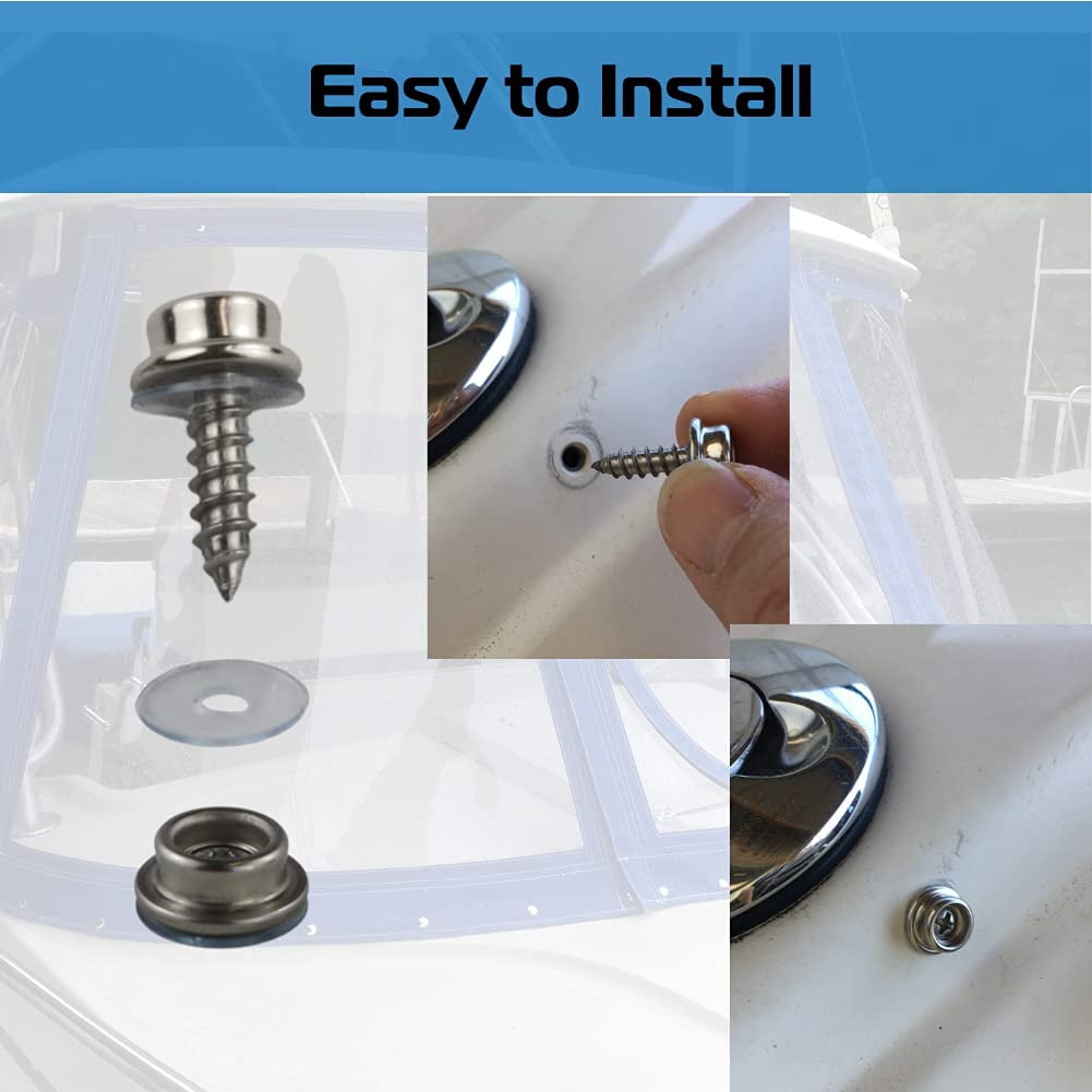 EZ-Xtend Marine Grade Snap Fasteners Kit - Stainless Steel Screw-in Snaps With PVC Washers For Boat Covers - View #6