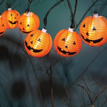 halloween 10 count fabric pumpkin lantern lights