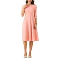 thumbnail image 2 of INSPIRE CHIC Vintage 3/4 Sleeve Dress for Women's Elegant Boat Neck Wear to Work Dress Trendy XL Pink, 2 of 6