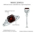 thumbnail image 3 of Rosec Jewels Asscher Cut Garnet Solitaire Ring for Women, Celtic Knot Ring (6 mm), 14K White Gold, US 11.00, 3 of 4
