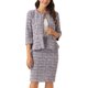 thumbnail image 1 of Conjunto de traje de tweed de 2 piezas para mujer INSPIRE CHIC, chaqueta de botones de manga 3/4 y falda lápiz, color púrpura, talla L, 1 of 6