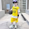 thumbnail image 2 of Jamsmile Toddler Boys Outfits Sets Summer 2 Piece Casual Short Sleeve Letter Print Tshirts With Shorts Athletic Clothes Kids Boys Daily Wear Clothing Sets, 2 of 4