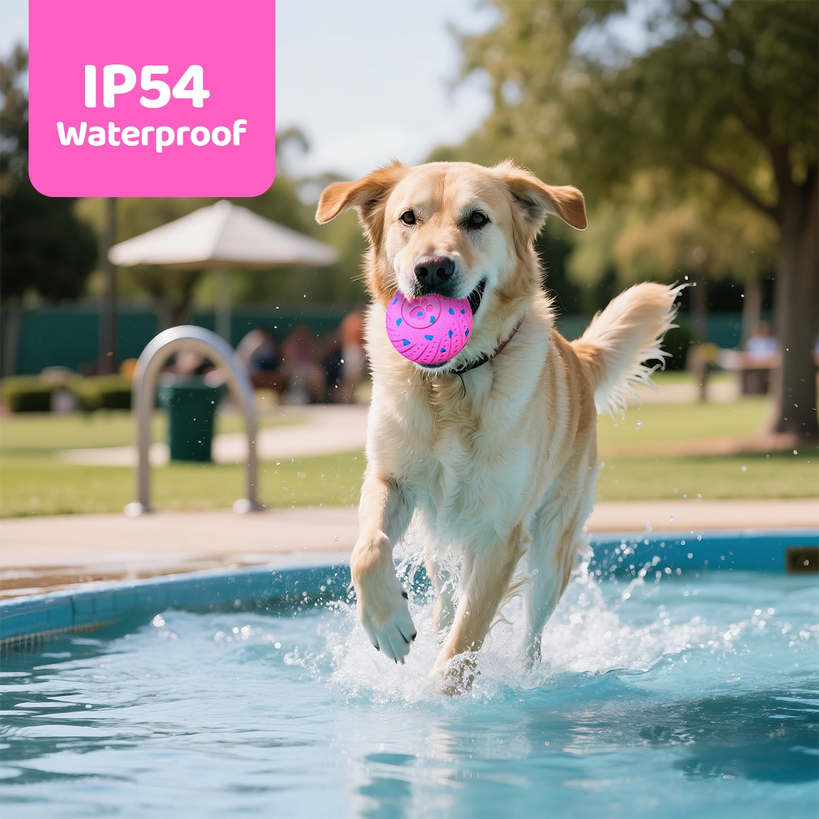 Inadays Dog Toys Interactive Dog Ball Toys For Large Dogs Automatic Ball for Dogs Chew Resistant Rechargeable E-TPU Silent Foam IPX54 Waterproof Dog Toys for Medium/Large Dogs,Pink