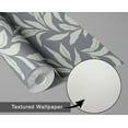 thumbnail image 6 of S4Sassy Peel and Stick Wall Covering, Leaf Print Removable Walls Wrap - Gray Instant Wall Makeover Mural for Bathroom, Laundry Room, Closet Interior - Self-Adhesive Wallpaper Vinyl - 25"x240", 6 of 9
