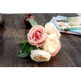 thumbnail image 5 of Tkrady Artificial Roses Flower Silk Peonies Bouquet 1 Bundles 5 Head Flowers Bulk for Home Wedding Party Decor (Rose White+Pink), 5 of 6