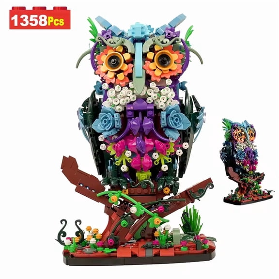 GZBricker Owl Flowers Building Set Compatible with Lego Animal Mechanical Model Room Ornament Gifts for Adults