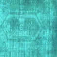 thumbnail image 1 of Ahgly Company Machine Washable Indoor Square Abstract Turquoise Blue Modern Area Rugs, 6' Square, 1 of 4