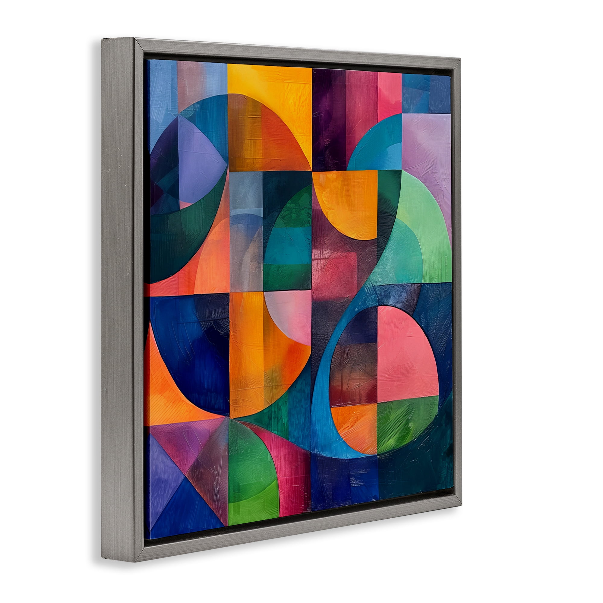 Stupell Industries Luminous Spectrum Shapes Abstract Painting Gray Floater Framed Canvas Art Print Wall Art, 18 x 18
