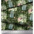 thumbnail image 2 of Soimoi Green Japan Crepe Satin Fabric Bottle Vase & Anemone Floral Printed Fabric 1 Yard 42 Inch Wide, 2 of 3