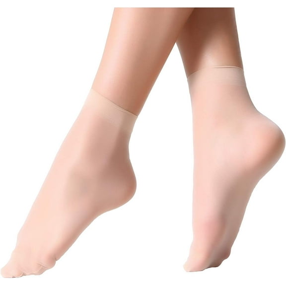 12 Pairs Nylon Pantyhose Socks Ankle Sheer Hosiery Nude One Size