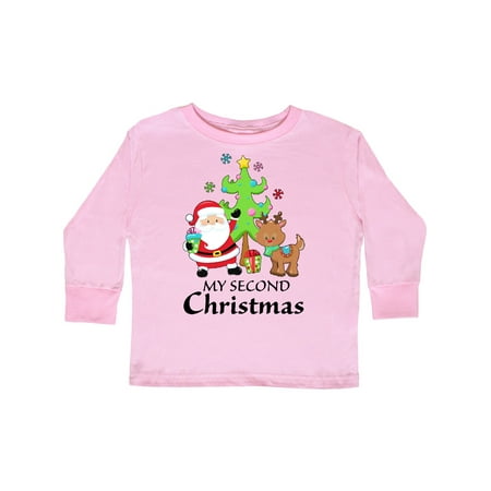 

Inktastic My 2nd Christmas with Santa Reindeer and Tree Gift Toddler Boy or Toddler Girl Long Sleeve T-Shirt