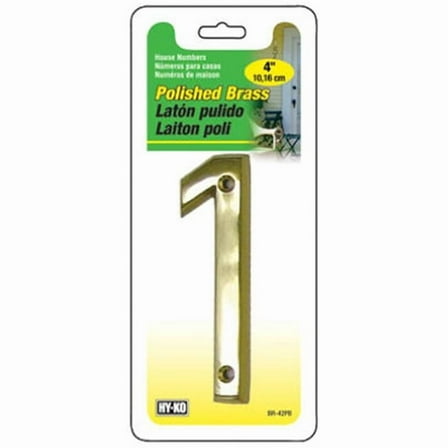 Hy-Ko Products BR-42PB-1 4 in. Solid Polished Brass Prestige Series House Number 1 Pack of 3