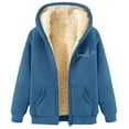 thumbnail image 6 of Arlun Womens Full-Zipper up Hoodies Sherpa Lined Soft Sweatshirts Jackets Thickened Fuzzy Warm Comfy Winter Hooded Coats with Pockets Fashion 2025 Blue XL, 6 of 7