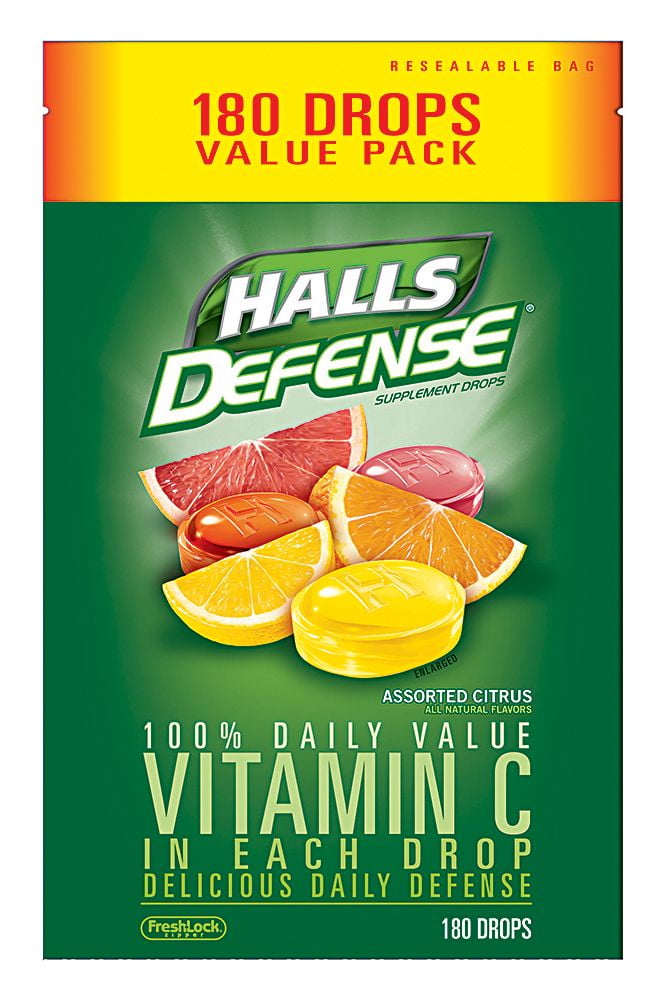 Product of Halls Defense Assorted Citrus Dietary Supplement Drops, 180
